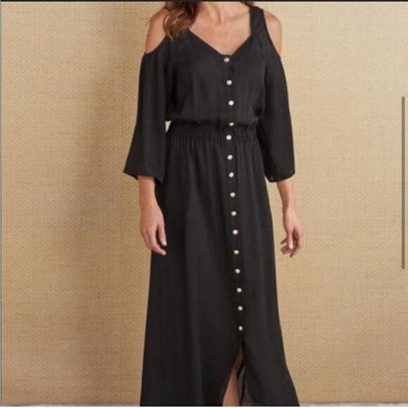 Soft Surroundings Brigette Tencel Maxi Dress in Black NEW Size Medium - Picture 2 of 9